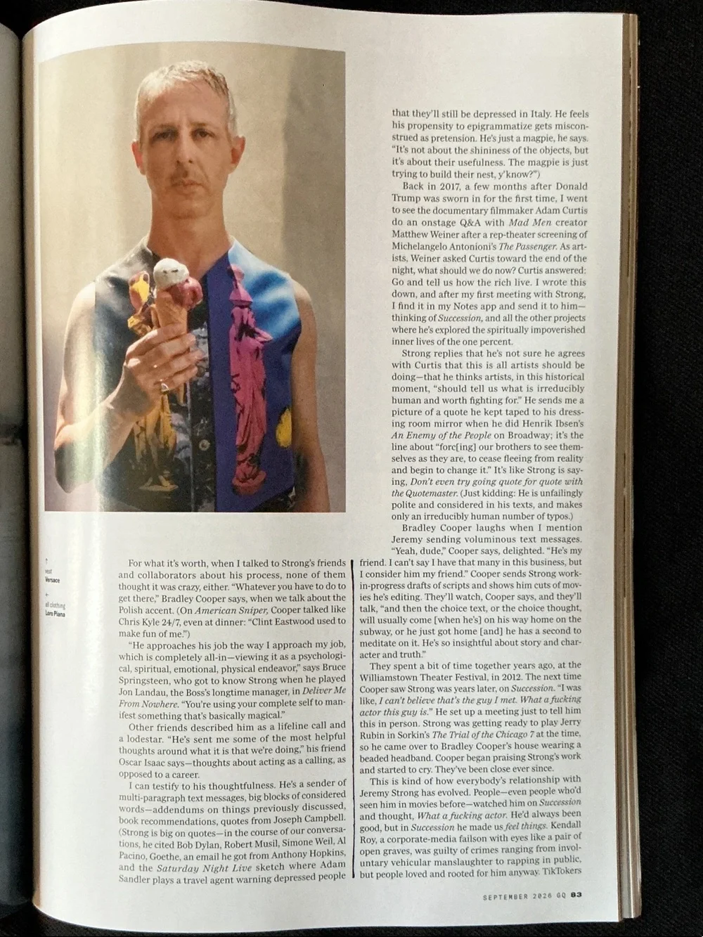 GQ Magazine Jeremy Strong on the Cover - Coffee Table Book